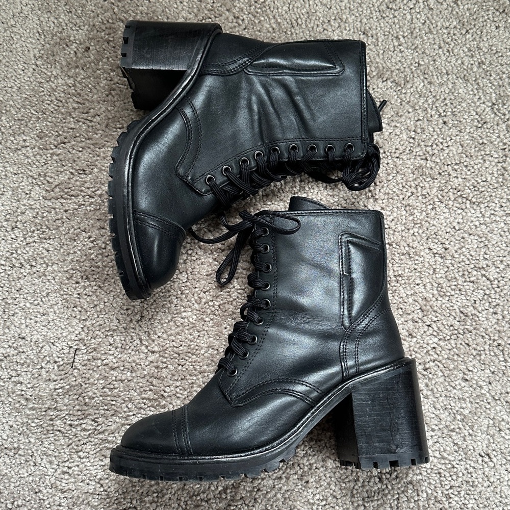 Thursday Rebel Black Leather Heeled Ankle Boots